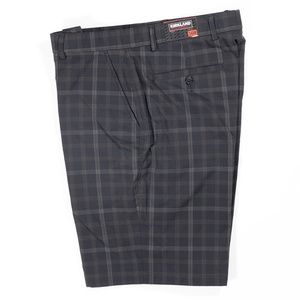 Kirkland Signature Men's Shorts 34 Waist, Black & White Plaid, 21-1/2" L